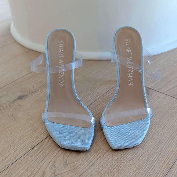 Stuart Weitzman Aleena 100 - Denim Sandal - Picture 1 of 5